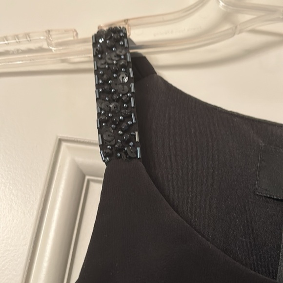 Expo black layered ruffle blouse with beaded straps EUC Sz 4 - Picture 2 of 5